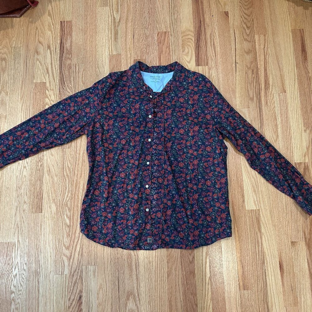 Men's Banana Republic Luxe Poplin Dress Shirt Size XL Tall Floral Untucked style